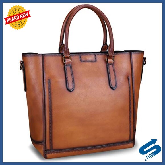 Amazon.com: Women Genuine Leather Handbags vintage purses  Genuine Leather Tote Satchel Shoulder Bag Top Handle Purse